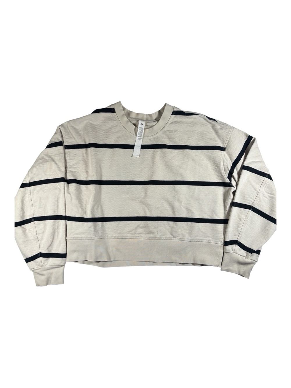 lululemon Perfectly Oversized Cropped Crew Striped Womens Size 6 Athleisure - Picture 2 of 7